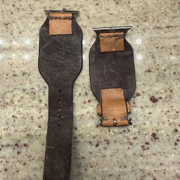 Handpainted Leather Apple Watch Band with Horse Motif - Tan Brown - Picture 2 of 4